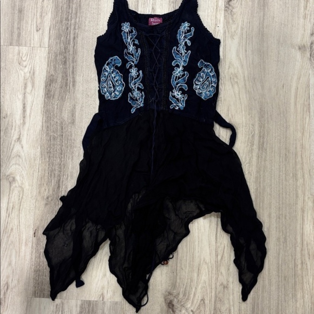 Fashion Terminal navy Boho fairy gothic grindie shirt dress size medium